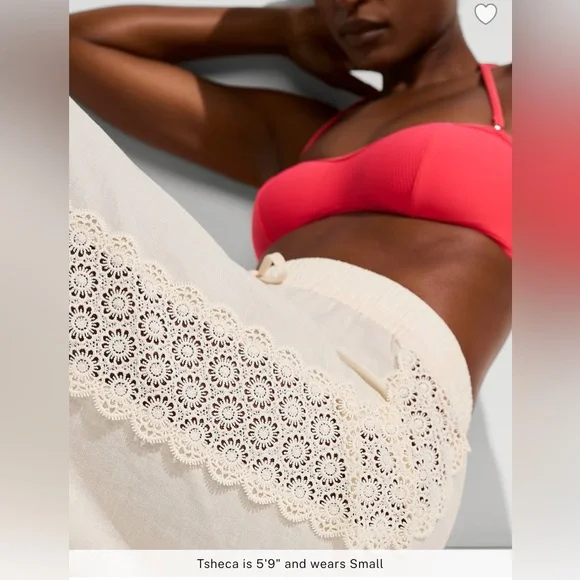 🆕 VICTORIA'S SECRET SWIM CS BEACHWEAR LINEN LACE-TRUM COVER-UP PANTS M 8-10 - Picture 6 of 16